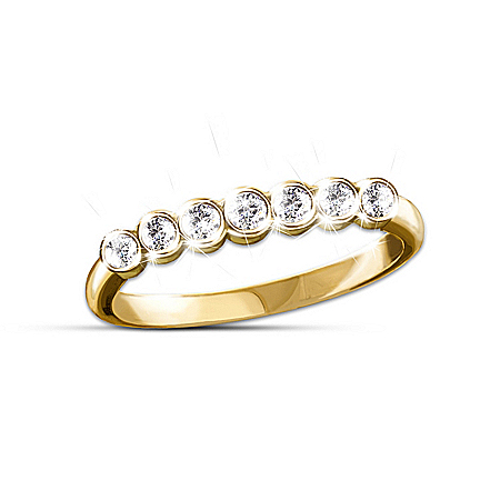 Solid 10k Gold Diamond Women's Ring: Golden Circle Of Love