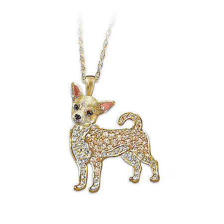 Best In Show Dog Lovers Chihuahua Crystal Pendant Necklace