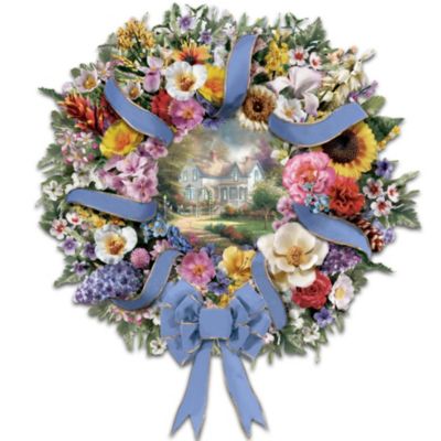 Thomas Kinkade Welcome Wreath Featuring Each State's Official Flower