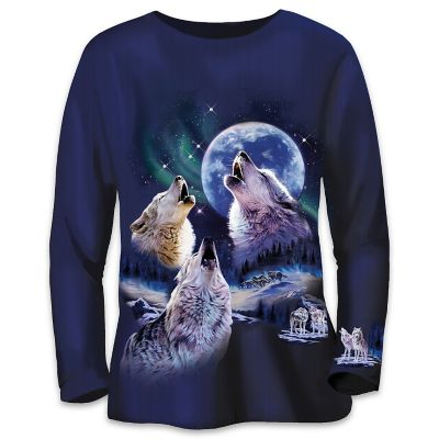 Evening Harmony Women's Shirt: Beauty Of The Moonlit Wolf