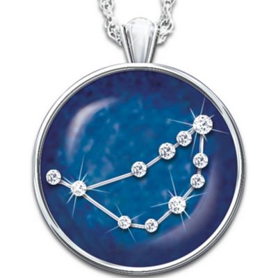 Birthday Zodiac Sign Crystal Astrology Pendant Necklace: Zodiac Star