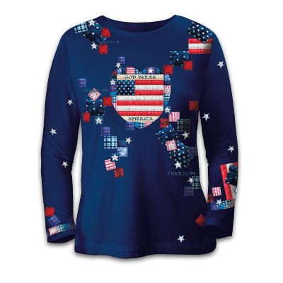 American Pride Patriotic Patchwork Women's Long-Sleeved Shirt