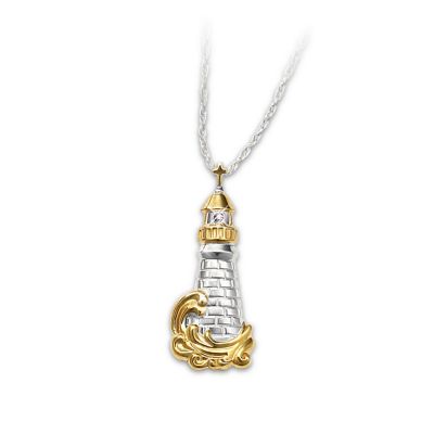 Light Of Hope Diamond Lighthouse Pendant Necklace