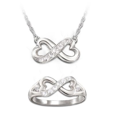 Daughter, Forever In My Heart Diamond Necklace And Ring Set