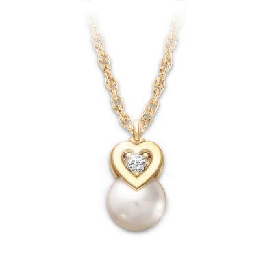 My Precious Granddaughter Cultured Pearl And Diamond Pendant Necklace