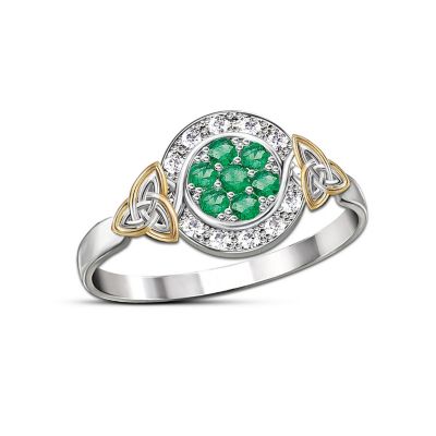 Trinity Knot Emerald & Diamond Ring