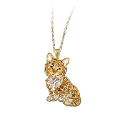 Purr-fect Kitten Crystal Pendant Necklace