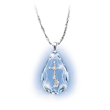 The Loving Memories Teardrop Crystal Bereavement Pendant Necklace