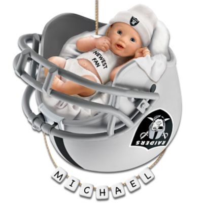 Oakland Raiders Personalized Baby's First Christmas Ornament