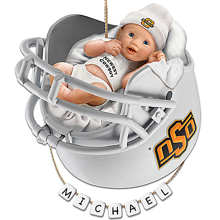 OSU Cowboys Football Personalized Baby's First Ornament