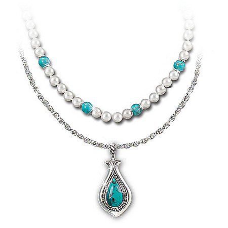 Trio Of Turquoise Genuine Cultured Freshwater Pearl Necklace Set