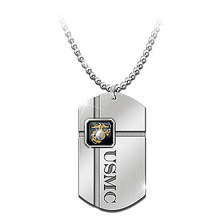 For My Marine: USMC Dog Tag Pendant Necklace