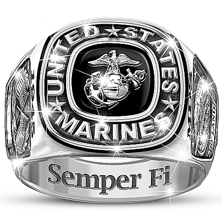 USMC Semper Fi Personalized Mens Ring