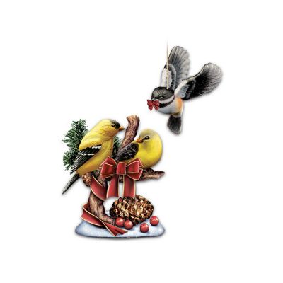 Holiday Tweets Goldfinch And Chickadee Songbird Figurine Set