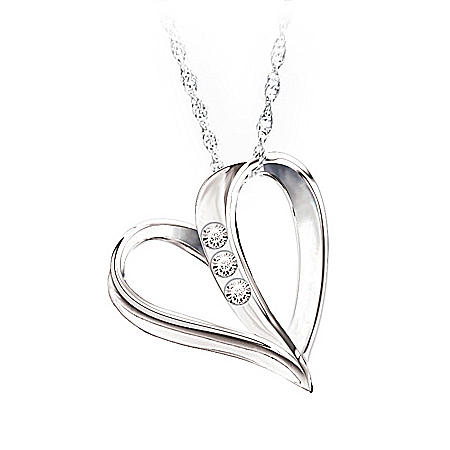 My Daughter, My Heart, My Love 3-Diamond Pendant Necklace