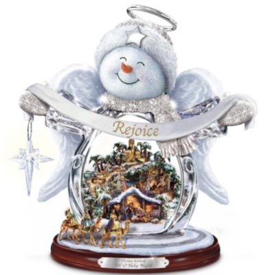 Thomas Kinkade Sn'O Holy Night Crystal Snow Angel Sculpture With Light, Music And Motion