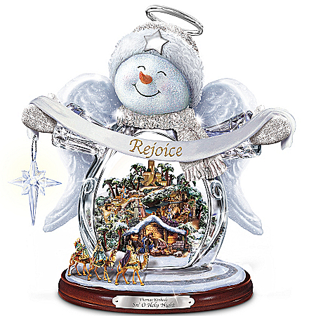 Thomas Kinkade Sn'O Holy Night Crystal Snow Angel Sculpture With Light, Music And Motion