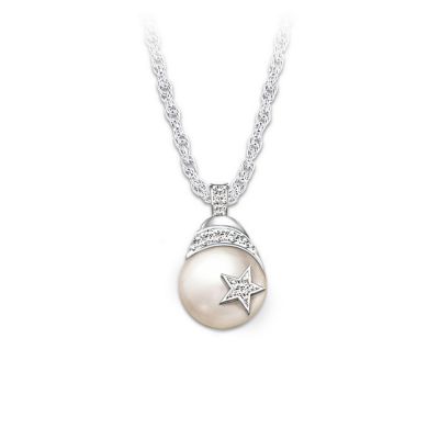 My Daughter, Shining Star: Diamond And Cultured Pearl Pendant Necklace