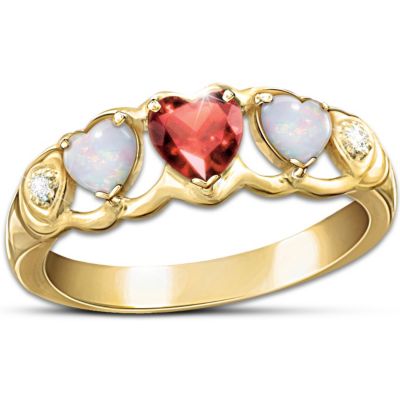 Heart-Shaped Diamond And Gemstone Eternity Ring: Loving Hearts