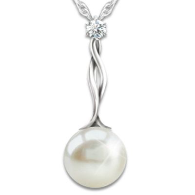 Disney Princess Pearl And Diamond Pendant Necklace