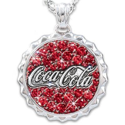 Coca-Cola Crystal Bottle Cap Pendant Necklace