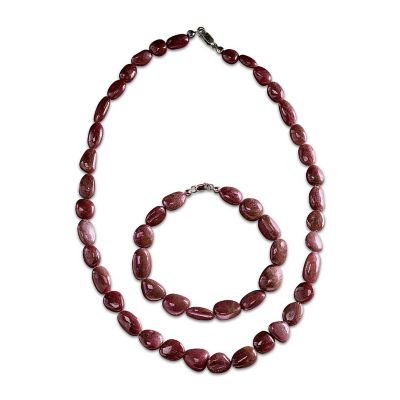 Ruby Necklace And Bracelet Set: Natural Beauty