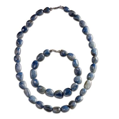 Natural Beauty Blue Sapphire Necklace And Bracelet Set