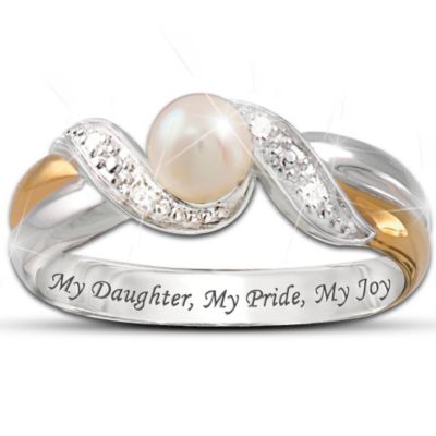 Precious Daughter Pearl And Diamond Embrace Ring