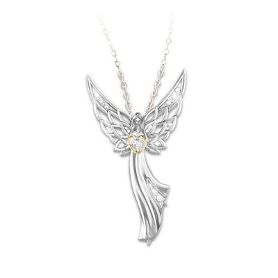 Guardian Angel Of Love Swarovski Crystal Pendant Necklace