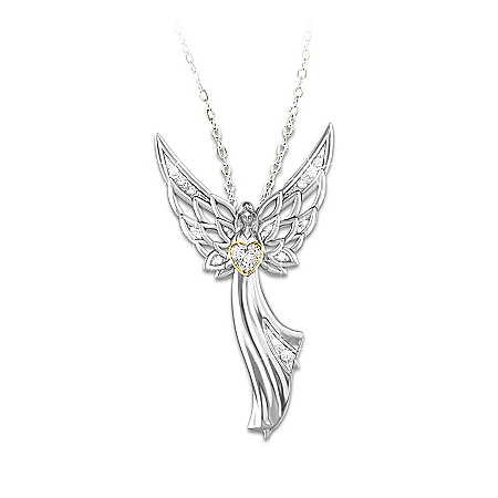 Guardian Angel Of Love Swarovski Crystal Pendant Necklace