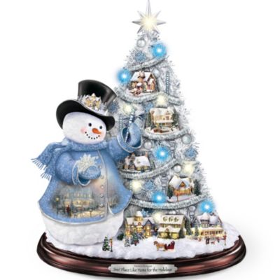 Thomas Kinkade Snowman Pre-Lit Christmas Tree: Sno' Place Like Home For The Holidays