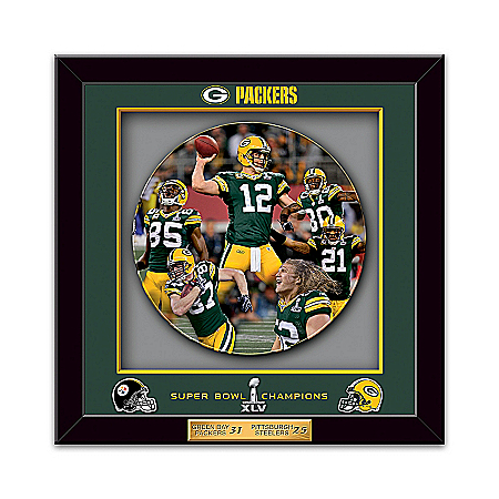 Super Bowl XLV Champions Green Bay Packers Commemorative Shadowbox Plate