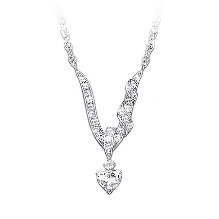 Heart-Shaped Sterling Silver Necklace With White Topaz Gemstones: Wrapped In Love