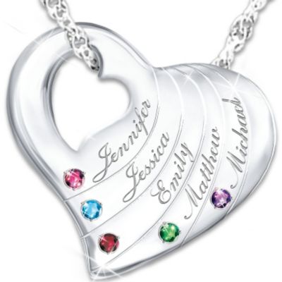 Family Is Love Personalized Genuine Birthstone Pendant Necklace