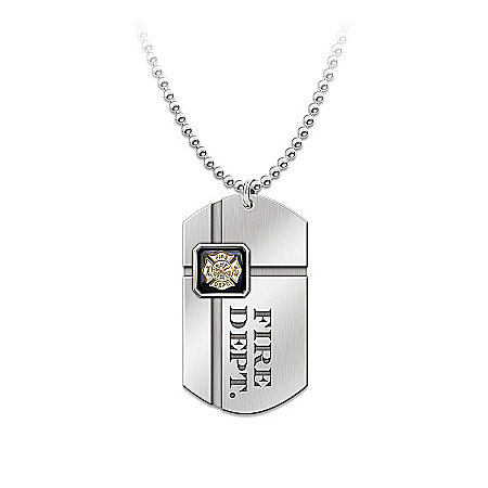 Firemans Dog Tag Pendant Necklace: For My Firefighter