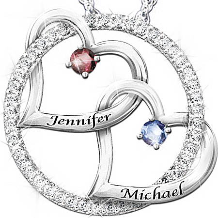 Personalized Interlocking Hearts Pendant Necklace: Circle Of Love