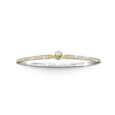 Claddagh Bracelets With Peridot, Crystals And Celtic Knots