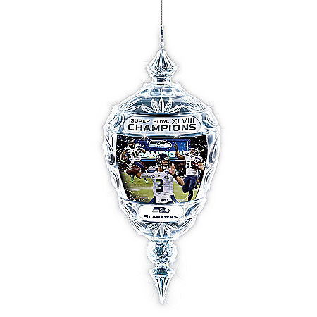 Ornament: Commemorative Seattle Seahawks Super Bowl XLVIII Crystal Ornament