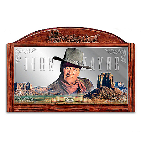 John Wayne Saloon Mirror: Western Legend Wall Decor