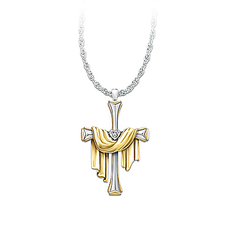 Resurrection Diamond Cross Pendant Necklace