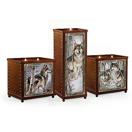 Wolf Art Candleholder Set: Sentinels Of The Forest