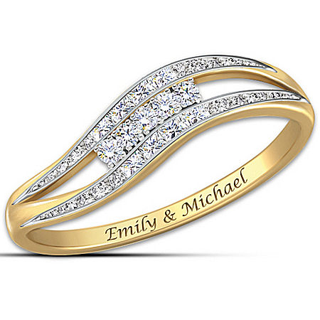 Ring: Enchantment Personalized 10K Gold and Genuine Diamond Ring
