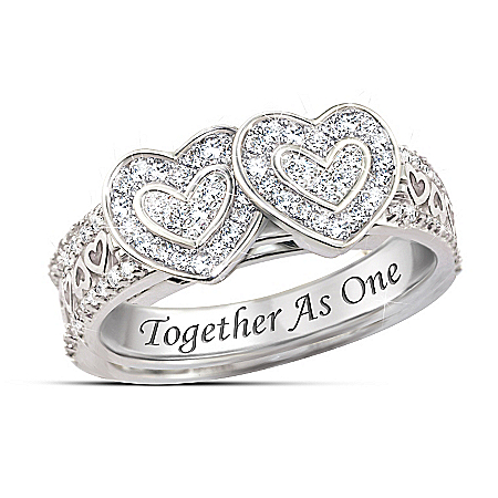 Together As One Personalized White Topaz Ring