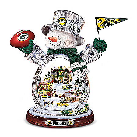 Green Bay Packers Masterpiece Edition Crystal Snowman Figurine