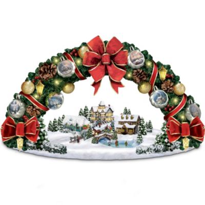 Thomas Kinkade Season's Greetings Christmas Wreath Sculpture