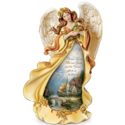 Thomas Kinkade Angel Of Grace Thanksgiving Figurine