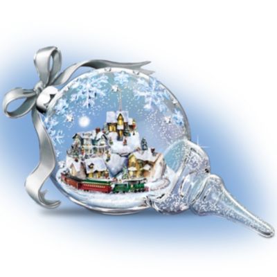 Thomas Kinkade Christmas Hand-Blown Glass Sculpture: Together For The Holidays