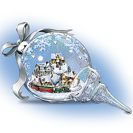 Thomas Kinkade Christmas Hand-Blown Glass Sculpture: Together For The Holidays