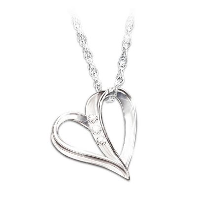 My Granddaughter, My Heart, My Love 3-Diamond Pendant Necklace