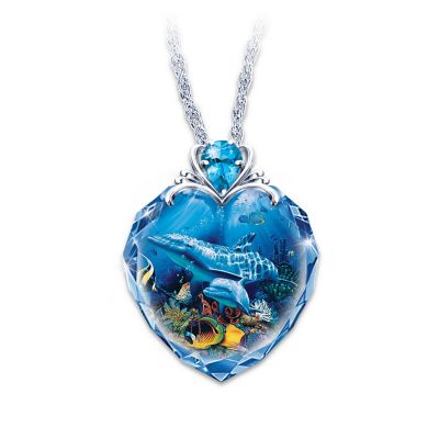 Dolphin Art Pendant Necklace: Crystal Cove